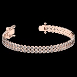 1.50 Ctw VS/SI1 Diamond 14K Rose Gold 2 Row Bracelet (ALL DIAMOND ARE LAB GROWN )