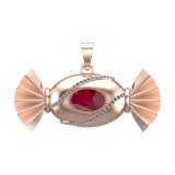 4.94 Ctw VS/SI1 Ruby and Diamond 14k Rose Gold Pandant (ALL DIAMOND ARE LAB GROWN) (ALL DIAMOND ARE