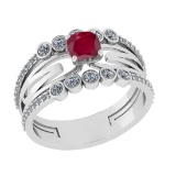 1.03 Ctw VS/SI1 Ruby and Diamond 14k white Gold Engagement Ring (ALL DIAMOND ARE LAB GROWN) (ALL DIA