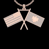 2.03 Ctw VS/SI1 Diamond 14K Rose Gold Two Tone Flag theme Necklace (ALL DIAMOND ARE LAB GROWN )