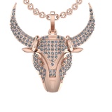 1.03 Ctw SI2/SI1 Diamond 14k Rose Gold Bull theme Pendant (ALL DIAMOND ARE LAB GROWN)