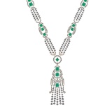 10.25 Ctw VS/SI1 Emerald and Diamond 14k Rose Gold Necklace ALL DIAMOND ARE LAB GROWN