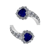 4.24 Ctw VS/SI1 Blue Sapphire and Diamond14K White Gold Engagement Ring