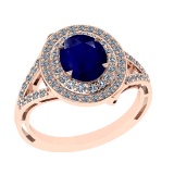 2.65 Ctw VS/SI1 Blue Sapphire and Diamond 14k Rose Gold Engagement Ring