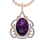 21.77 Ctw VS/SI1 Amethyst and Diamond 14K Rose Gold Pendant