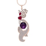 27.19 Ctw VS/SI1 Ruby,Amethyst and Diamond Prong Set 14k Rose Gold Pendant (ALL DIAMOND ARE LAB GROW
