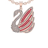 3.04 Ctw VS/SI1 Ruby and Diamond 14K Rose Gold Necklace (ALL DIAMOND ARE LAB GROWN )