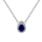 0.89 Ctw VS/SI1 Blue sapphire and Diamond Prong Set 14K White Gold Necklace (ALL DIAMOND ARE LAB GRO