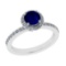 1.59 Ctw VS/SI1 Blue Sapphire and Diamond 14k white Gold Engagement Ring