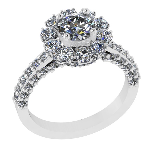 2.87 Ctw VS/SI1 Diamond 14K White Gold Engagement Ring (ALL DIAMOND ARE LAB GROWN )