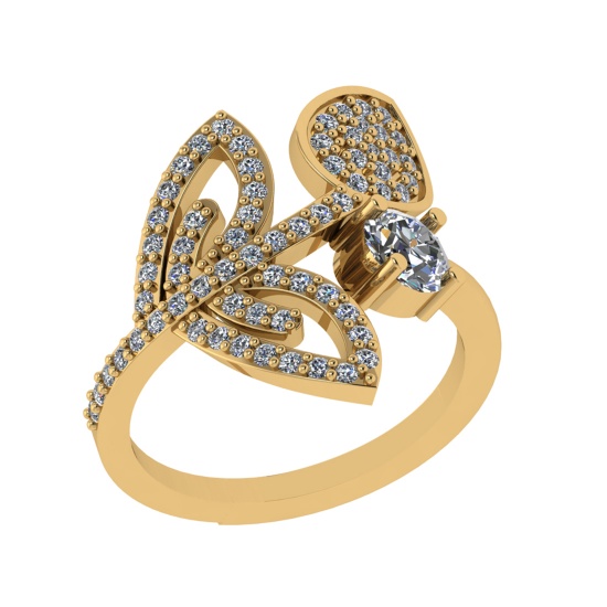 1.02 Ctw SI2/SI1 Diamond Prong Set 14k Yellow Gold Engagement Ring (ALL DIAMOND ARE LAB GROWN) (ALL