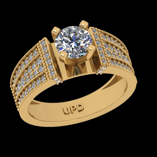 1.26 Ctw VS/SI1 Diamond Prong Set 10k Yellow Gold Engagement Ring( (ALL DIAMOND ARE LAB GROWN) )