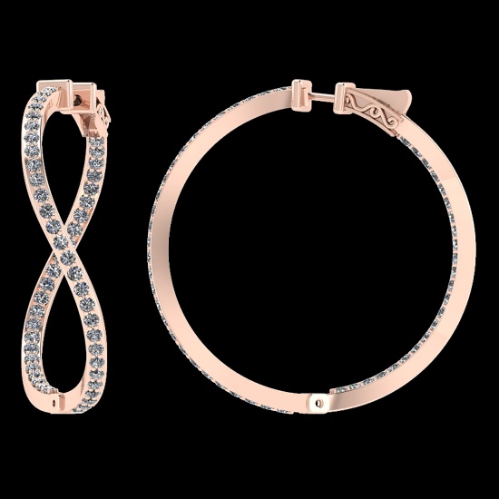 2.22 Ctw VS/SI1 Diamond 14K Rose Gold Hoop Earrings (ALL DIAMOND ARE LAB GROWN )