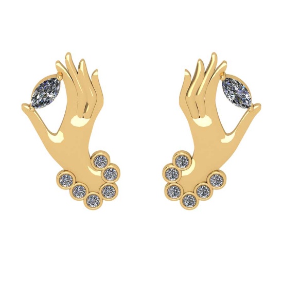 0.65 Ctw VS/SI1 Diamond 14K Yellow Gold Antique style Earrings (ALL DIAMOND ARE LAB GROWN )