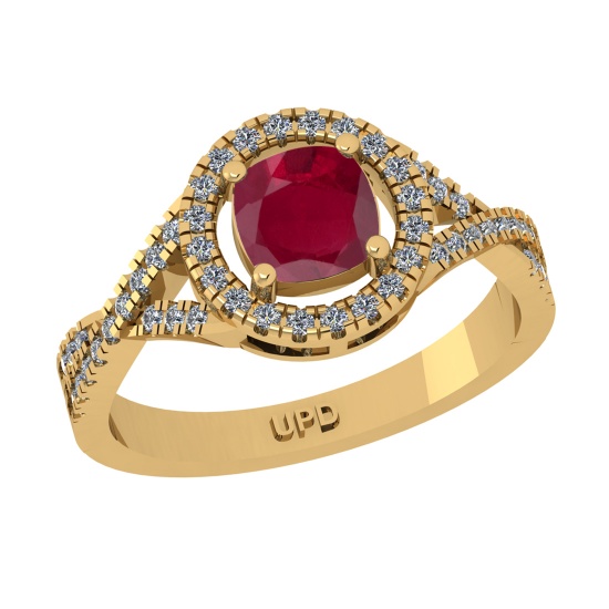 1.65 Ctw VS/SI1 Ruby and Diamond 14k Yellow Gold Engagement Ring (ALL DIAMOND ARE LAB GROWN) (ALL DI