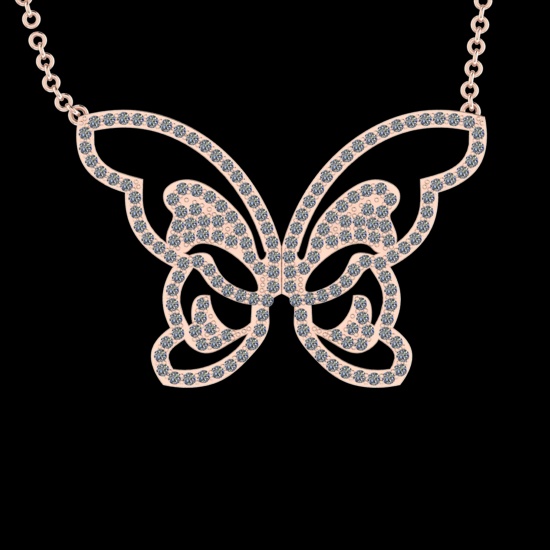 2.38 Ctw VS/SI1 Diamond 14K Rose Gold Butterfly Necklace (ALL DIAMOND ARE LAB GROWN )