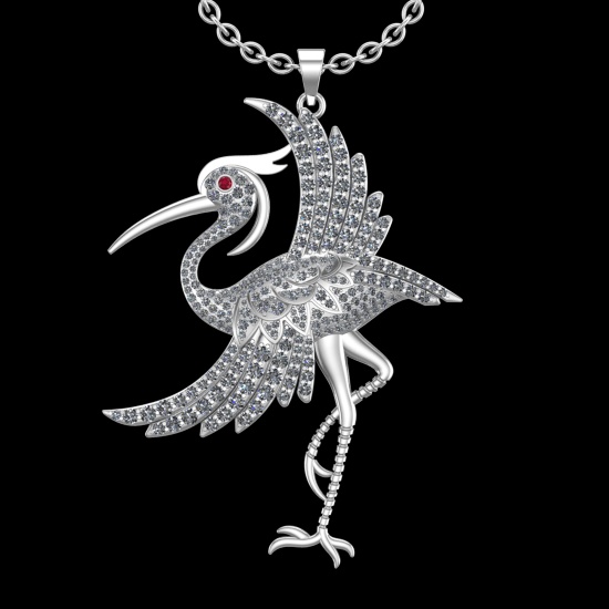 12.90 Ctw VS/SI1 Diamond 10k White Gold Birds theme Pendant (ALL DIAMOND ARE LAB GROWN)