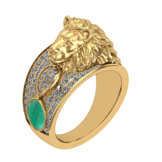 1.57 Ctw VS/SI1 Emerald and Diamond 14K Yellow Gold Engagement Ring (ALL DIAMOND ARE LAB GROWN) (ALL