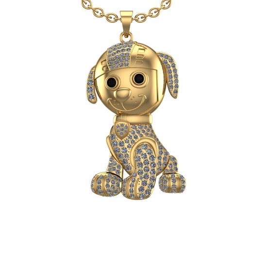2.93 Ctw VS/SI1 Treated Fancy Black and white Diamond 14K Yellow Gold Hip Hop Style Necklace (ALL DI