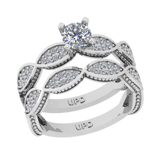 1.05 Ctw VS/SI1 Diamond Prong Set 14k white Gold Engagement Ring (ALL DIAMOND ARE LAB GROWN) (ALL DI