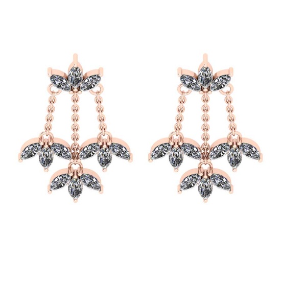 3.36 Ctw VS/SI1 Diamond 14K Rose Gold Antique style Earrings (ALL DIAMOND ARE LAB GROWN )