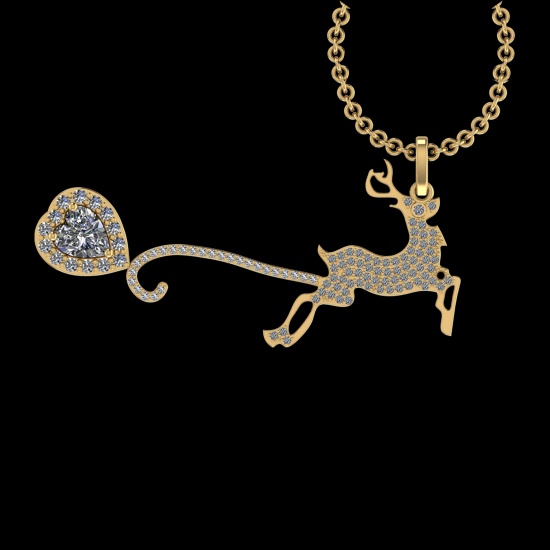 2.94 Ctw VS/SI1 Diamond 10k Yellow Gold Christmas Theme Pandant (ALL DIAMOND ARE LAB GROWN )