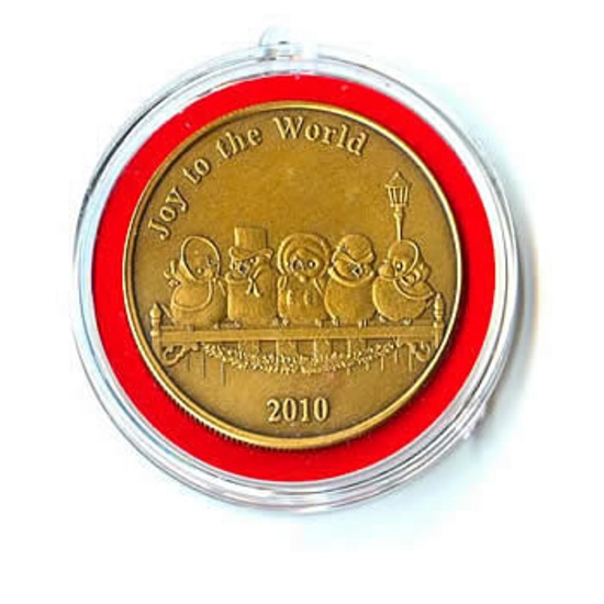 Christmas 2010 Bronze Round X-5 Singing Bird Choir (with ornament holder)