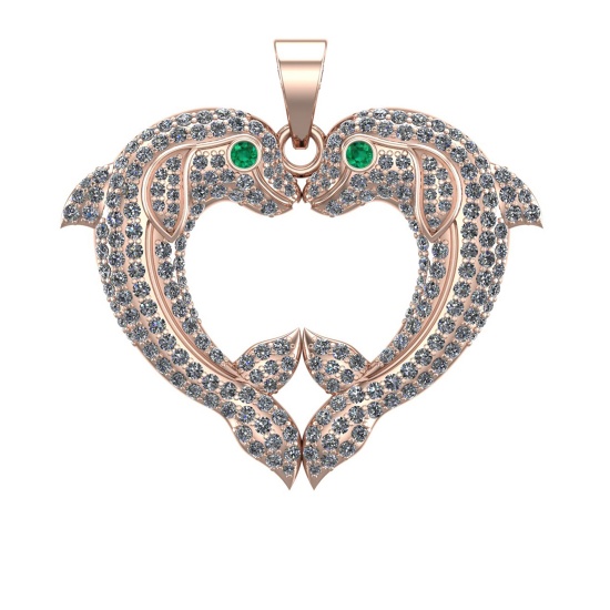 2.50 Ctw VS/SI1 Diamond 14k Rose Gold Fish Pendant (ALL DIAMOND ARE LAB GROWN )