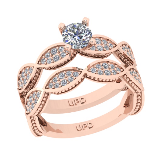 1.05 Ctw VS/SI1 Diamond Prong Set 14k Rose Gold Engagement Ring (ALL DIAMOND ARE LAB GROWN) (ALL DIA