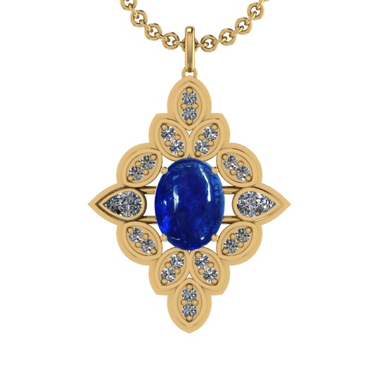 13.55 Ctw VS/SI1 Tanzanite and Diamond 14K Yellow Gold Pendant