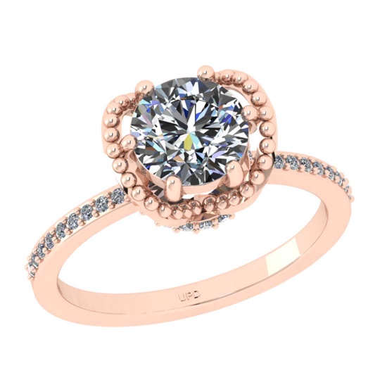1.29 Ctw VS/SI1 Diamond 10K Rose Gold Engagement Hiden Halo Ring