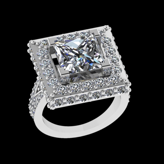 3.85 Ctw VS/SI1 Diamond Style 14 K White Gold Engagement Ring (ALL DIAMOND ARE LAB GROWN )