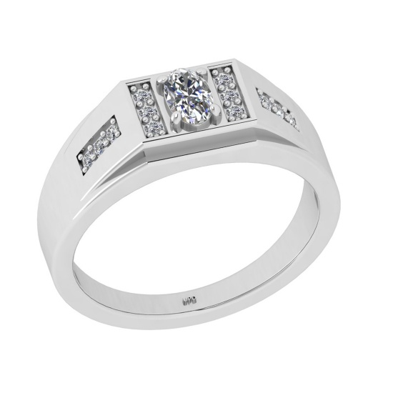 0.35 Ctw VS/SI1 Diamond 10K White Gold Engagement Ring (ALL DIAMOND ARE LAB GROWN) (ALL DIAMOND ARE