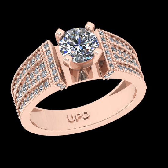 1.26 Ctw VS/SI1 Diamond Prong Set 10k Rose Gold Engagement Ring( (ALL DIAMOND ARE LAB GROWN) )