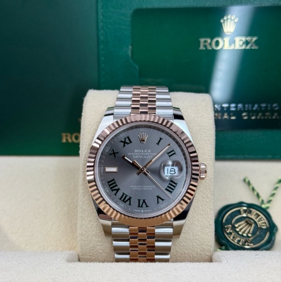 Rolex Two-Tone Oysterperpetual Fluted Datejust Jubilee 41mm Wimbledon Dial Comes With Box & Papers