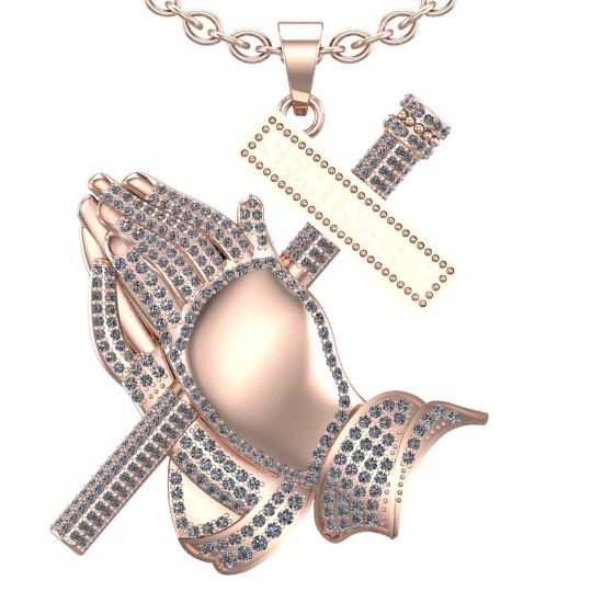 2.02 Ctw SI2/I1 Diamond 14K Rose Gold Necklace
