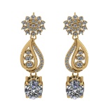 13.57 Ctw VS/SI1 Diamond Prong Set 14K Yellow Gold Dangle Stud Earrings (ALL DIAMOND ARE LAB GROWN)