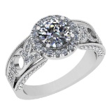 2.31 Ctw SI2/I1 Diamond Style Prong Set 18K White Gold Engagement /Wedding Halo Ring