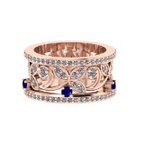 1.79 Ctw VS/SI1 Blue Sapphire and Diamond 14k Rose Gold Engagement Ring (ALL DIAMOND ARE LAB GROWN)