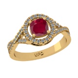 1.65 Ctw VS/SI1 Ruby and Diamond 14k Yellow Gold Engagement Ring (ALL DIAMOND ARE LAB GROWN) (ALL DI