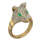 2.31 Ctw VS/SI1 Emerald and Diamond 14k Yellow Gold Animal theme Ring (ALL DIAMOND ARE LAB GROWN) (A