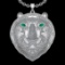5.97 Ctw VS/SI1 Emerald and Diamond Style 14K White Gold Aminal theme Pendant (ALL DIAMONDS ARE LAB