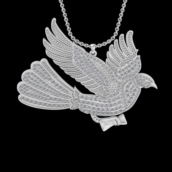 2.26 Ctw VS/SI1 Diamond Style 14K White Gold Birds Pendant (ALL DIAMONDS ARE LAB GROWN)(ALL DAMONDS