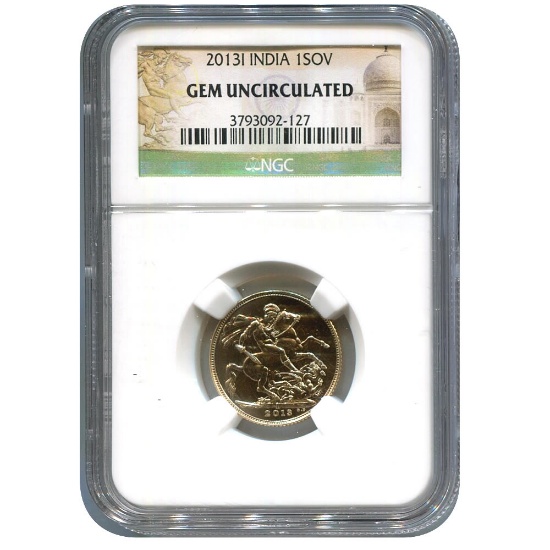 India Gold Sovereign 2013 UNC