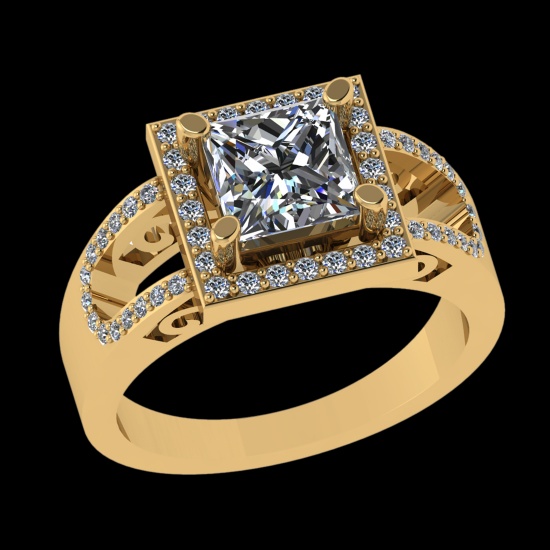 1.15 Ctw VS/SI1 Diamond Style 14 K Yellow Gold Engagement Ring (ALL DIAMOND ARE LAB GROWN )
