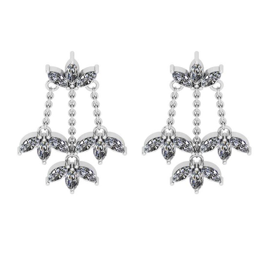 3.36 Ctw VS/SI1 Diamond 14K White Gold Antique style Earrings (ALL DIAMOND ARE LAB GROWN )