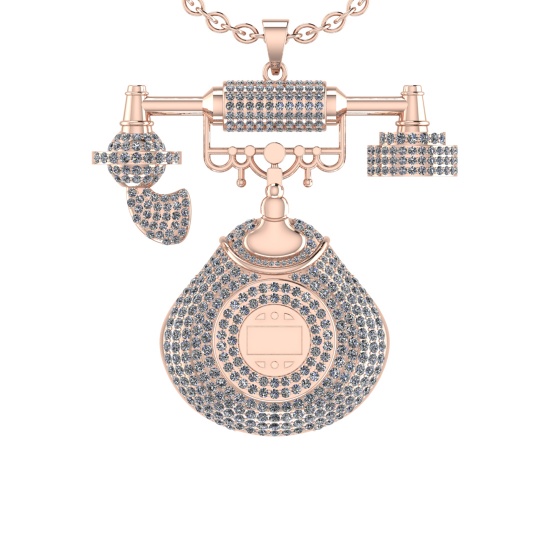 11.99 Ctw VS/SI1 Diamond 14K Rose Gold Hip Hop theme Pendant Necklace