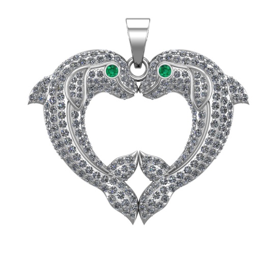 2.50 Ctw VS/SI1 Diamond 14k white Gold Fish Pendant (ALL DIAMOND ARE LAB GROWN )