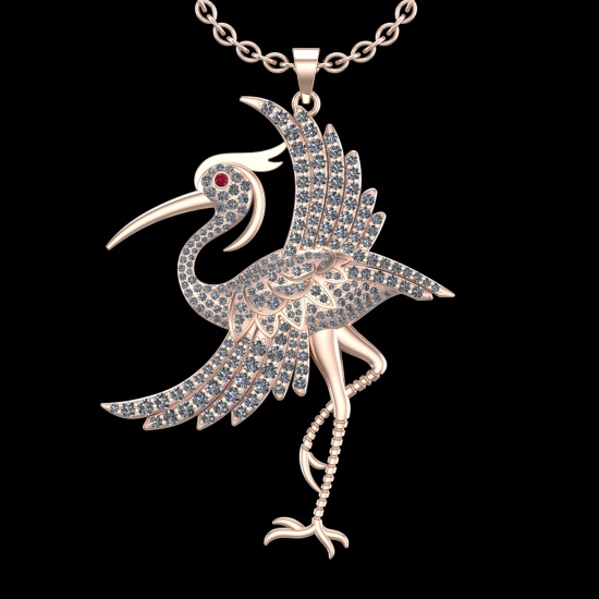 12.90 Ctw VS/SI1 Diamond 10k Rose Gold Birds theme Pendant (ALL DIAMOND ARE LAB GROWN)