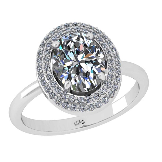 2.29 Ctw VS/SI1 Diamond 10K White Gold Engagement Halo Ring(ALL DAMONDS ARE LAB GROWN)